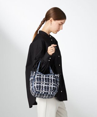 Y'SACCS ドローイングチェック2WAYミニトート ネイビー