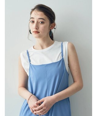 YECCA VECCA 【2点SET】シアーシャツ×Aラインキャミワンピース Navy