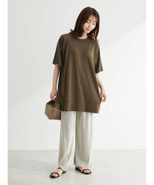 Green Parks 接触冷感５分袖ラグランチュニック Khaki