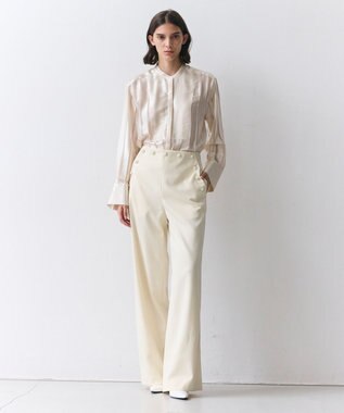 BEIGE， HAUYNITE / シアーストライプバンドカラーブラウス Ecru