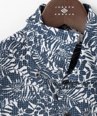 JOSEPH ABBOUD 【キングサイズ・清涼・JAPANファブリック】ビッグリーフサッカープリント 半袖シャツ ネイビー系6