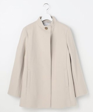 J.PRESS LADIES ショートビーバー ミディ丈 スタンドカラー コート ベージュ系