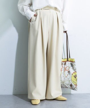 Green Parks デザインタックワイドパンツ Light Beige