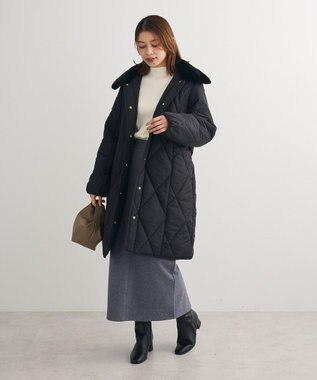 Green Parks 柄圧縮ポンチＩラインスカート Black