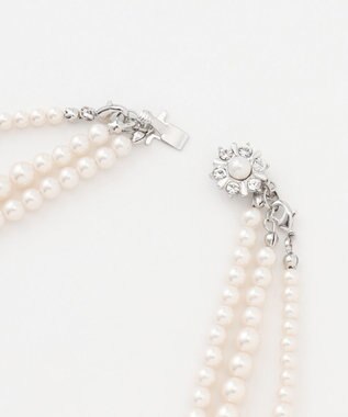 J.PRESS LADIES 【3way】3連パール ネックレス シルバー系