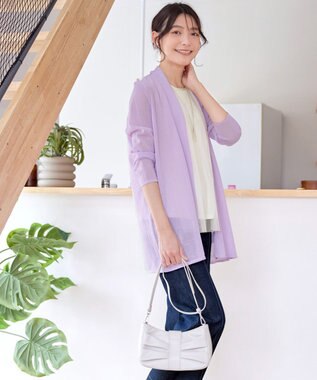 Tiaclasse ロングトッパーカーディガン ラベンダー