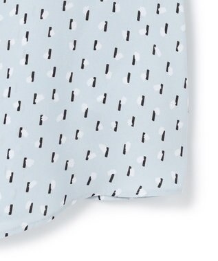 ICB L 【新色追加】BackSatinAmunzen 5分袖配色ボウタイブラウス サックスブルー×モチーフドット柄