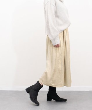 Bridget Birkin 【PARADIS COULEUR】スクエアトウバックジップストレッチブーツ ブラックスウェード