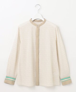 自由区 【セットアップ対応・洗える】モノグラムプリント ブラウス オフ×ベージュ