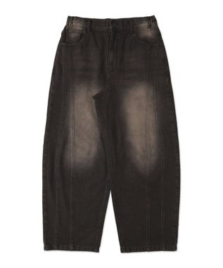 WEGO 【SMLサイズ展開】イージー3Dバレルレッグデニムパンツ デニムブラックソノタ