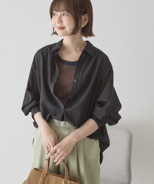 AMERICAN HOLIC 【イージーケア】シアーラウンドシャツ Black