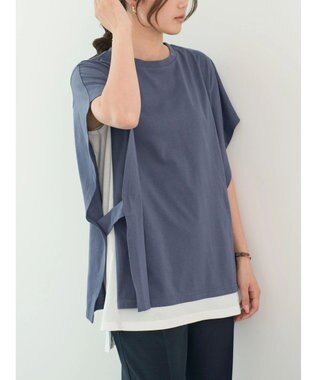 Green Parks ポンチョ風レイヤードチュニック Blue