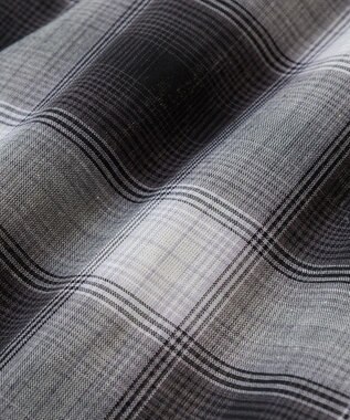 Green Parks 綿麻混フレンチスリーブスキッパーシャツ Check