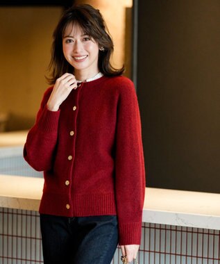 ANY SIS S 【前後着用可能】Airニット カーディガン レッド