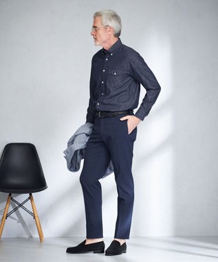 J.PRESS MEN トラベラーズシアサッカー スラックス ネイビー系3