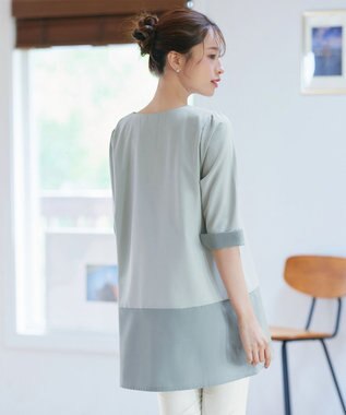 Tiaclasse L 【洗える】バイカラーチュニック ミント