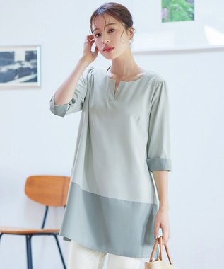 Tiaclasse L 【洗える】バイカラーチュニック ミント