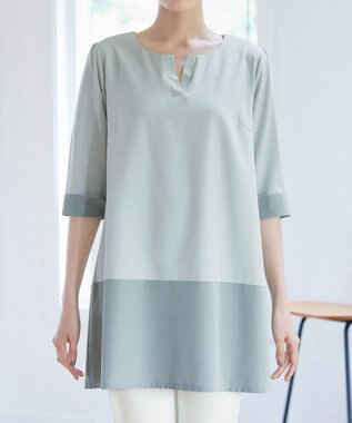 Tiaclasse L 【洗える】バイカラーチュニック ミント