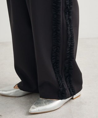 Green Parks ・ｓｗｉｎｇ　ｂｙ　サイドフリルワイドパンツ Black