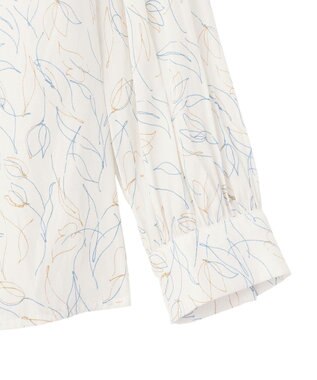 YECCA VECCA ラインフラワー柄ギャザーブラウス Ivory