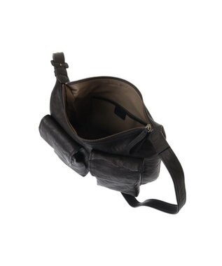 genten ゴートシュリンク ショルダーバッグ小 クロ