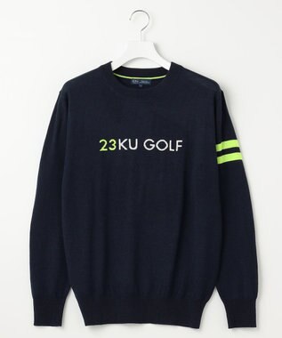 23区GOLF 【MEN】【ウォッシャブル】ウールブレンド ロゴニット ネイビー系