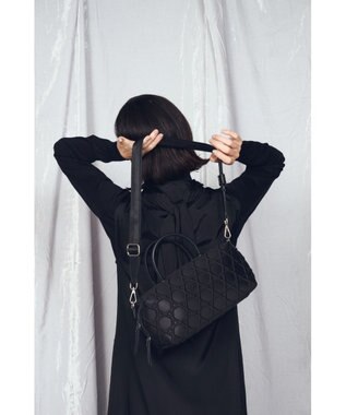 MIYABIYA 【撥水加工】篭目大柄エンボスボンディングミニボストン ブラック