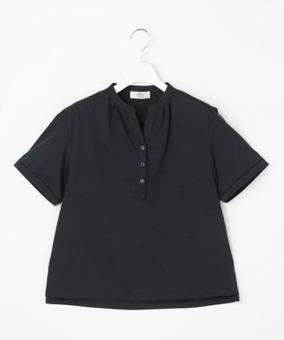 J.PRESS LADIES L プレーティングジャージー バンドカラー カットソー ダークネイビー系