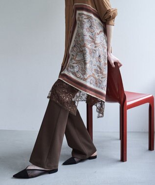 YECCA VECCA ストレッチセンターシームフレアパンツ Brown