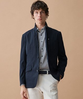 JOSEPH ABBOUD 【イージーケア・JAPANファブリック】ブロックストライプ シャツ ネイビー系1