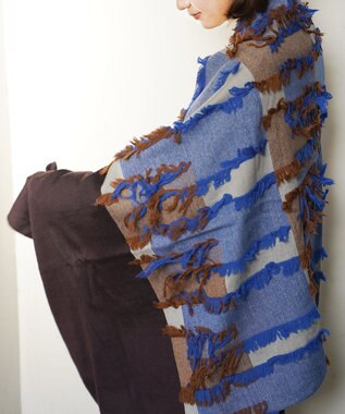 POLS ウールカットジャカードストール ブラウン