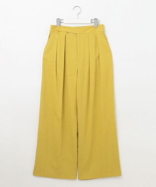 自由区 【セットアップ対応・洗える】リネンビスコースストレッチワイド パンツ ピスタチオ