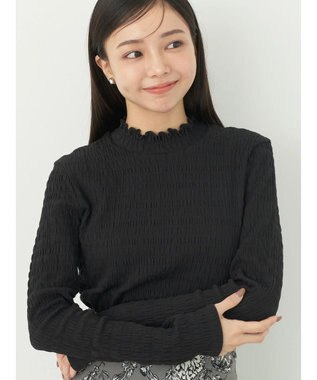 earth music&ecology シャーリングハイネックプルオーバー Black