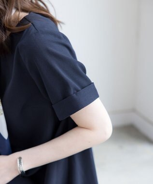 Tiaclasse L 【洗える】ギャザーヘムフレアワンピース ネイビー