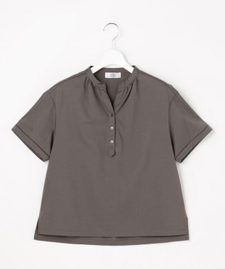 J.PRESS LADIES L プレーティングジャージー バンドカラー カットソー スレート系