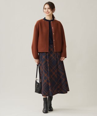 自由区 S ライトリバーノーカラー ジャケット ダークキャメル