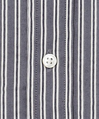 J.PRESS MEN 【クールマックス】サッカーマルチストライプ バンドカラーシャツ ネイビー系1