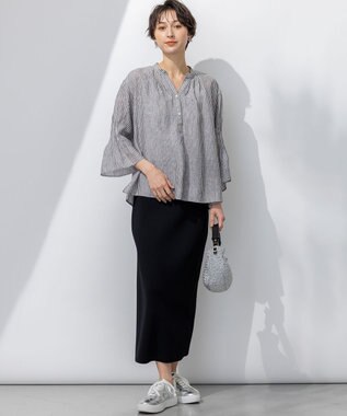 23区 S 【WEB&一部店舗限定/洗える】レーヨンポリエステルストレッチ タイト スカート ネイビー系