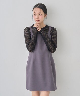 earth music&ecology スクエアネックミニワンピース Gray