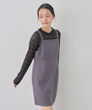 earth music&ecology スクエアネックミニワンピース Gray