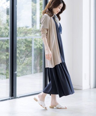 Tiaclasse 【洗える】ギャザーヘムフレアワンピース ネイビー