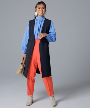 UNFILO 【VERY.3月号掲載/洗える/ストレッチ】ハイウエストカラーパンツ オレンジ