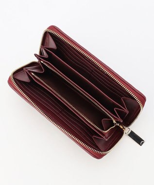 LA BAGAGERIE シープレザープリーツ加工ラウンドウォレット ワイン