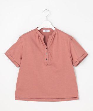 J.PRESS LADIES L プレーティングジャージー バンドカラー カットソー ローズピンク系