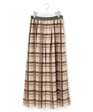 23区 S 【WEB&一部店舗限定/洗える】手書き風チェックプリント ギャザー スカート ブラウンチェック