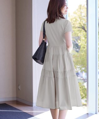 Tiaclasse 【洗える】 ティアードシャツワンピース ライトグレー