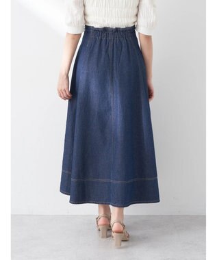 earth music&ecology フロントジップタックフレアスカート Indigo