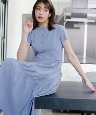 Tiaclasse 【洗える】 ティアードシャツワンピース ブルー