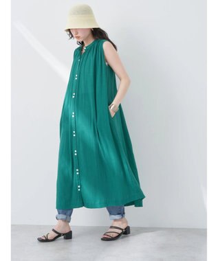 earth music&ecology ノースリーブギャザーワンピース Green