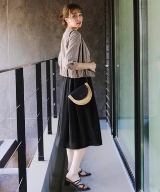 Tiaclasse シアーラウンドネックブルゾン ベージュ